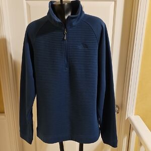 THE NORTH FACE Blue Ribbed Fleece Quarter-Zip Pullover Sweatshirt - M